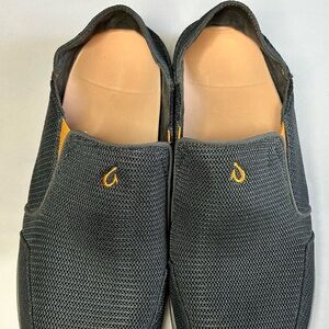 OluKai Men's Charcoal and Tan Slip-On Loafers